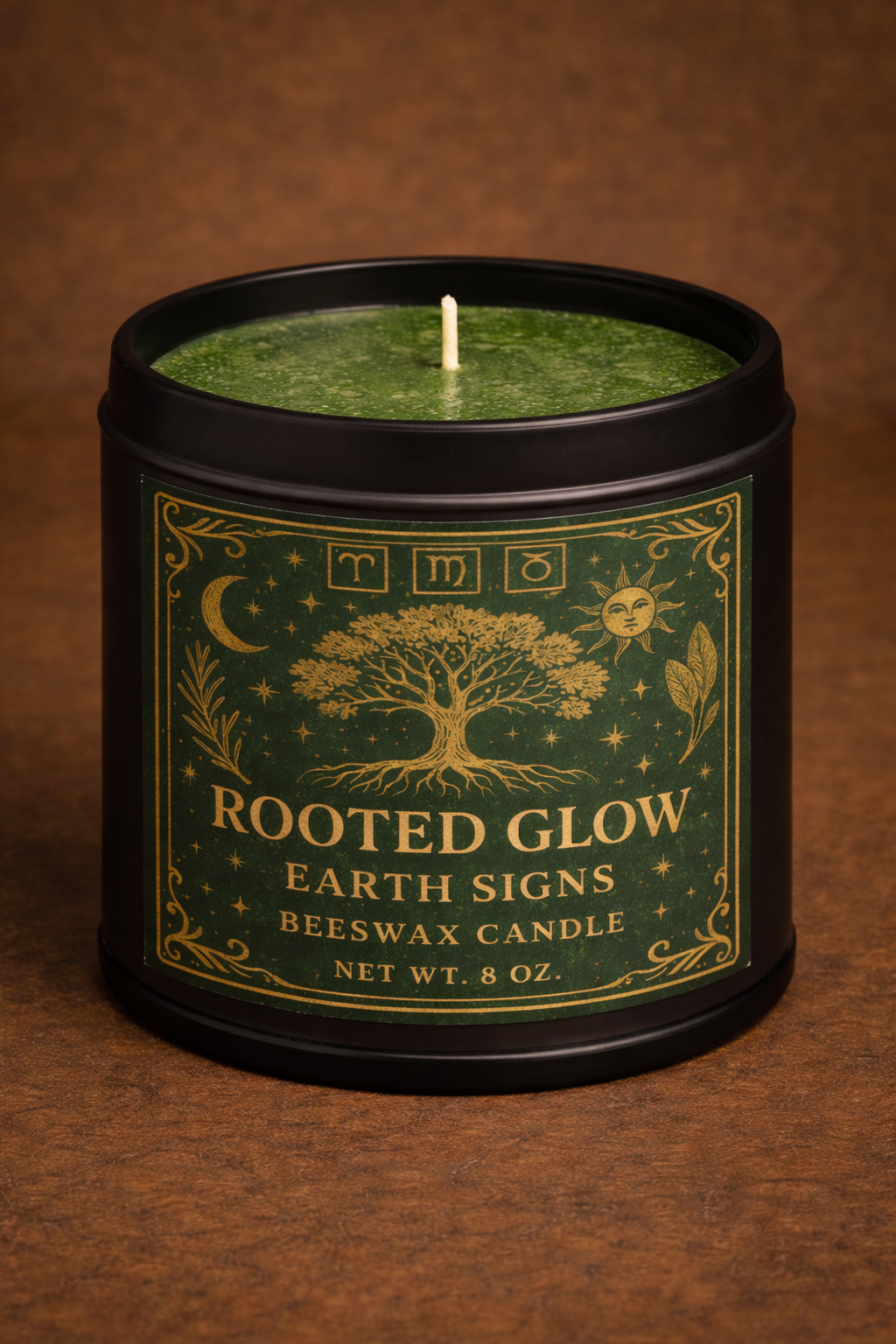 Rooted Glow – Earth Signs Beeswax Candle • Taurus • Virgo • Capricorn