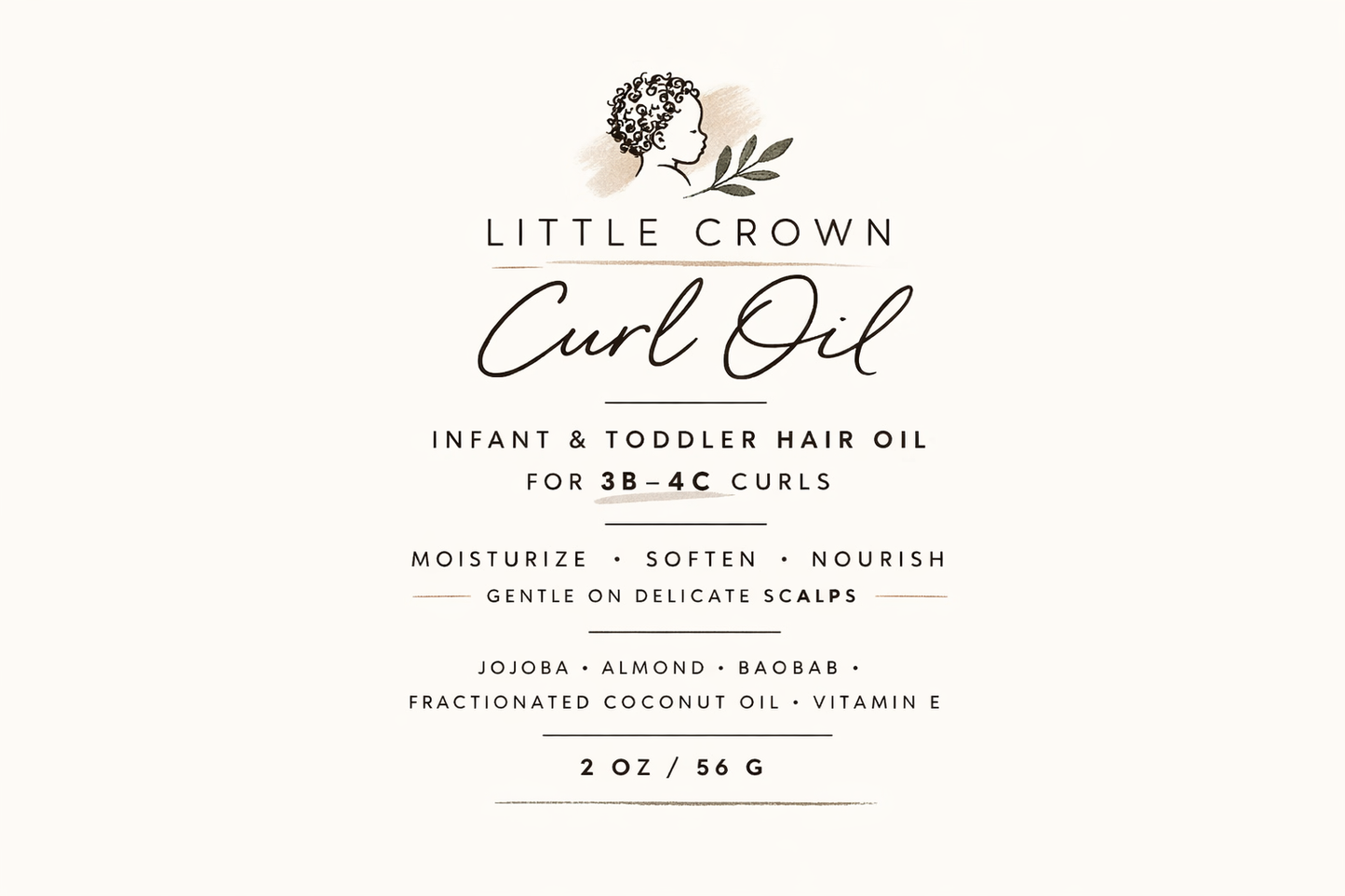 Little Crown Curl Oil - Infant & Toddler Nourishing Hair Oil for 3B–4C Curls
