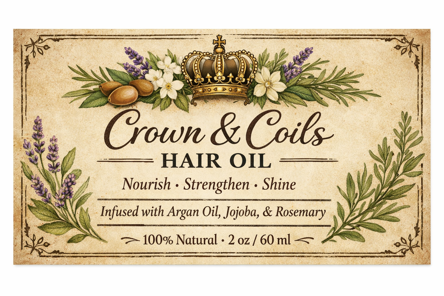 Crown and Coils Hair Oil - Deep Moisturizer, Detangling & Circulation Boosting