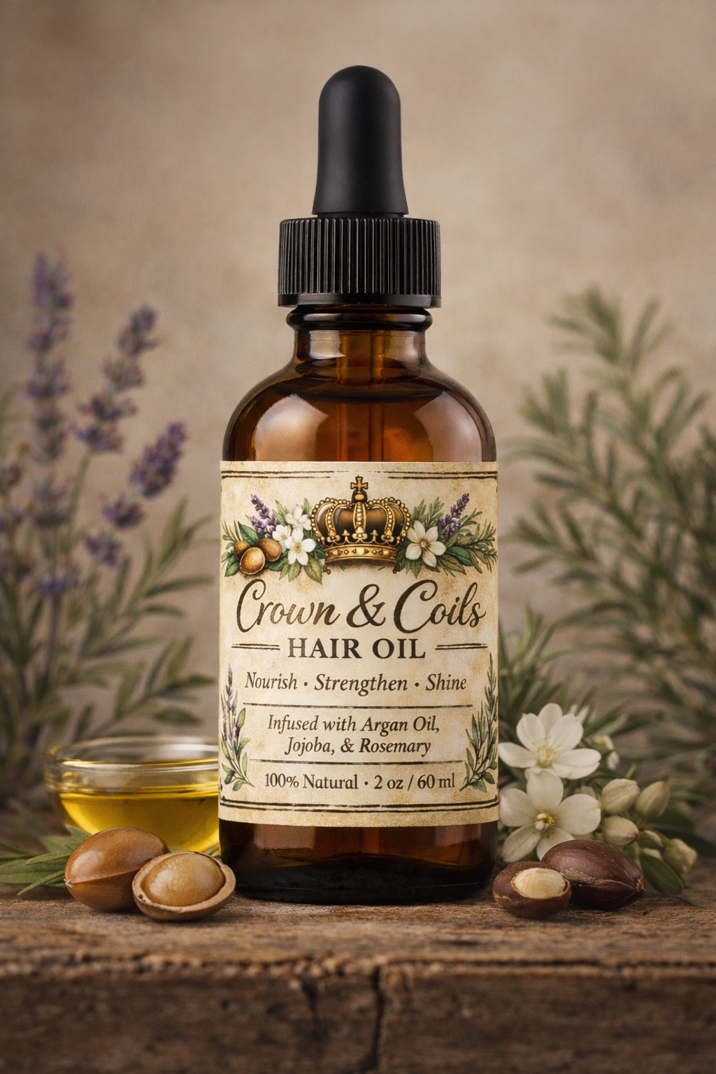 Crown and Coils Hair Oil - Deep Moisturizer, Detangling & Circulation Boosting