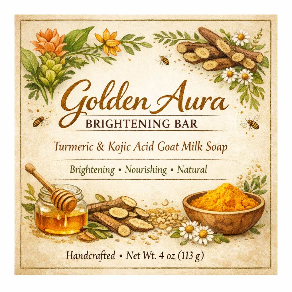 Golden Aura Brightening Bar - Turmeric + Kojic Acid Goat Milk Soap