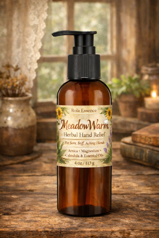 MeadowWarm Herbal Hand Relief Lotion - Soothing Botanical Comfort for Sore, Stiff Hands