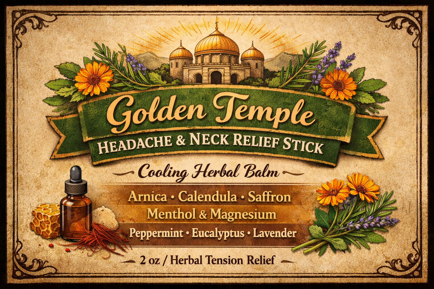 Golden Temple Headache & Neck Relief Stick