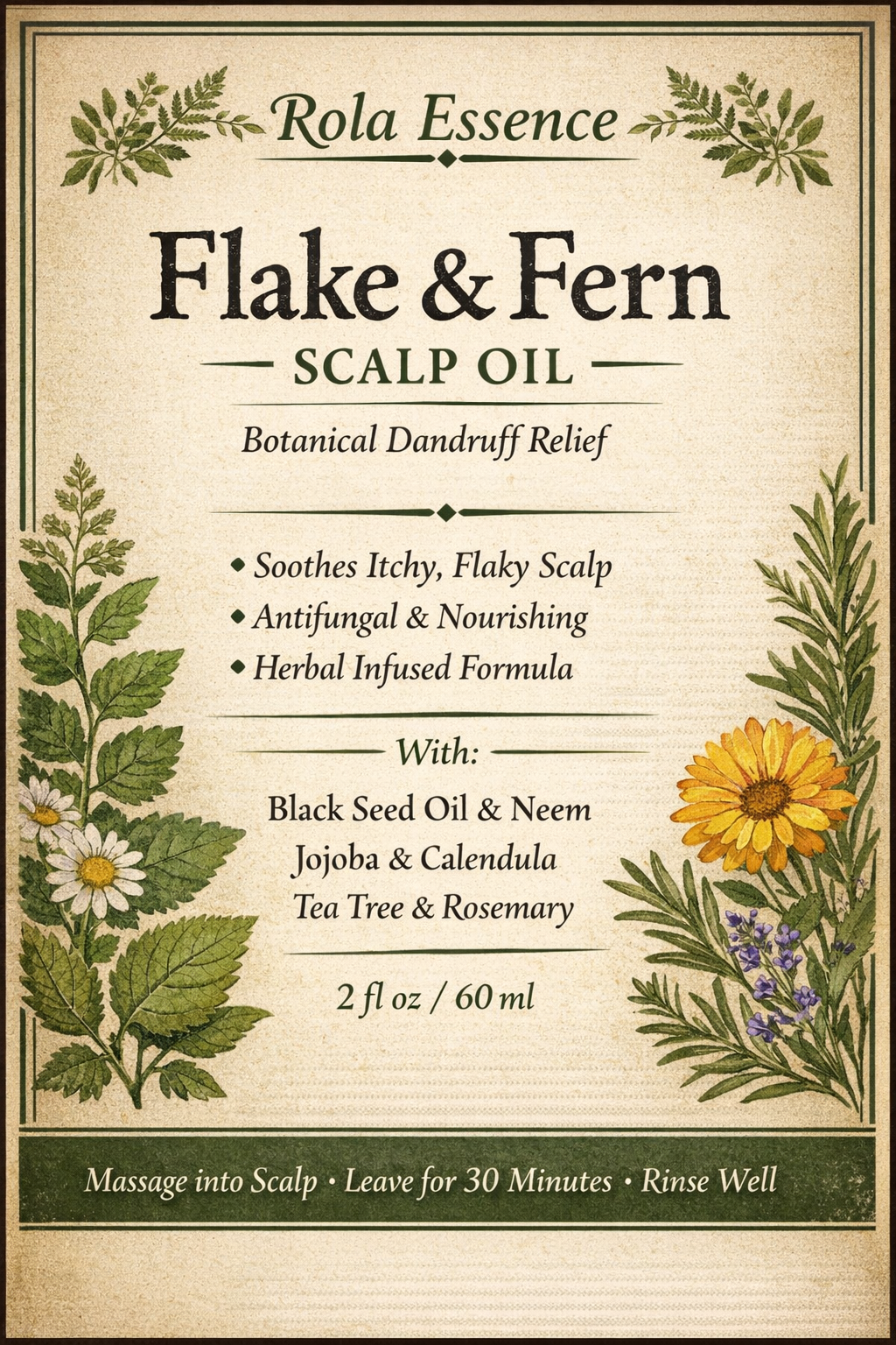 Flake & Fern Scalp Oil - Botanical Dandruff Relief Treatment