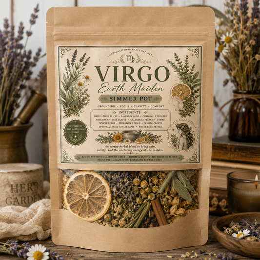 Virgo Earth Maiden Simmer Pot – Herbal Clarity & Earthy Calm