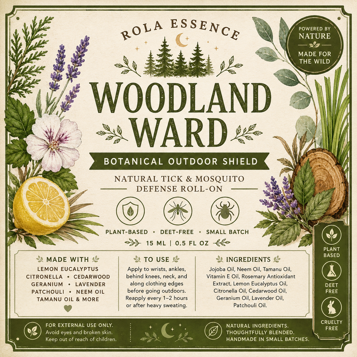 Woodland Ward Botanical Outdoor Shield Stick - Tick • Mosquito • Fleas • Fly Repellent