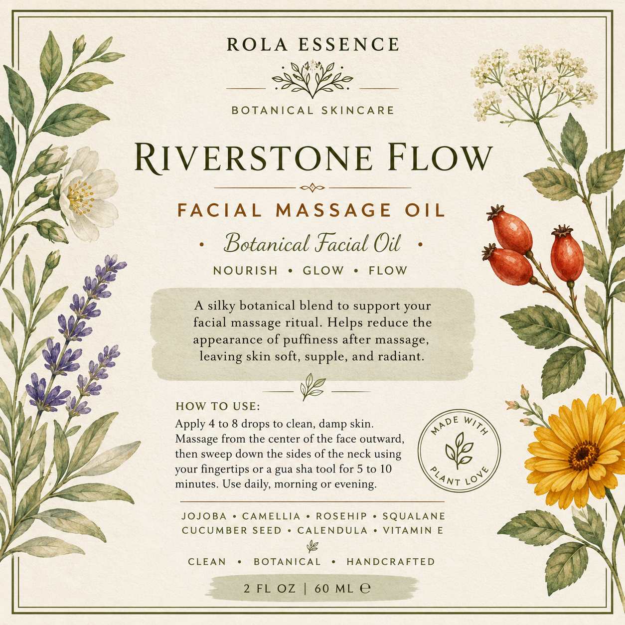 Riverstone Flow Facial Massage Oil - Lympathic Drainage • Radiant • Restore