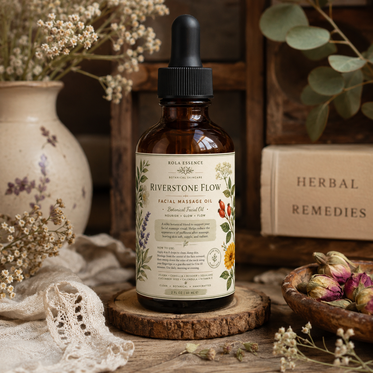 Riverstone Flow Facial Massage Oil - Lympathic Drainage • Radiant • Restore