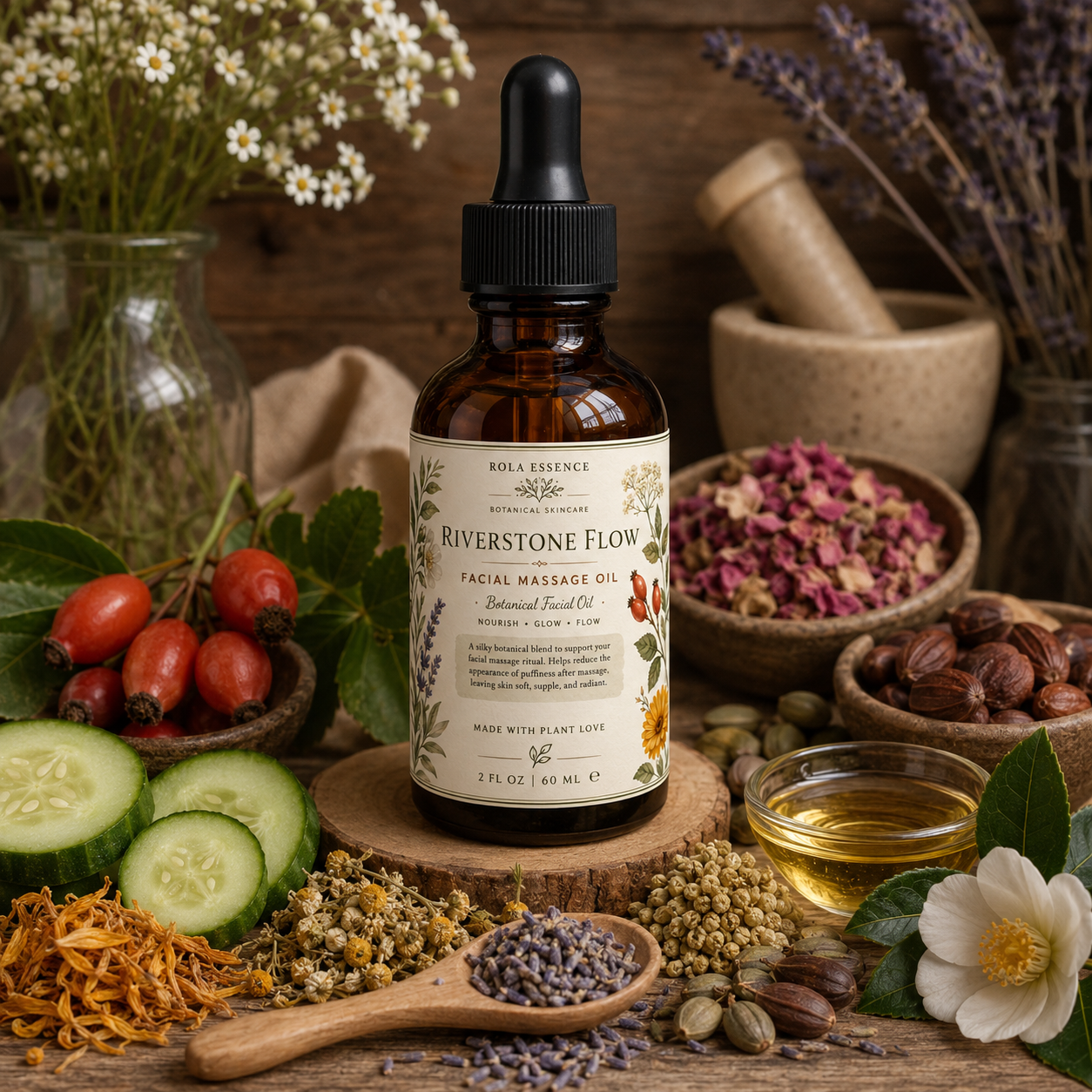 Riverstone Flow Facial Massage Oil - Lympathic Drainage • Radiant • Restore