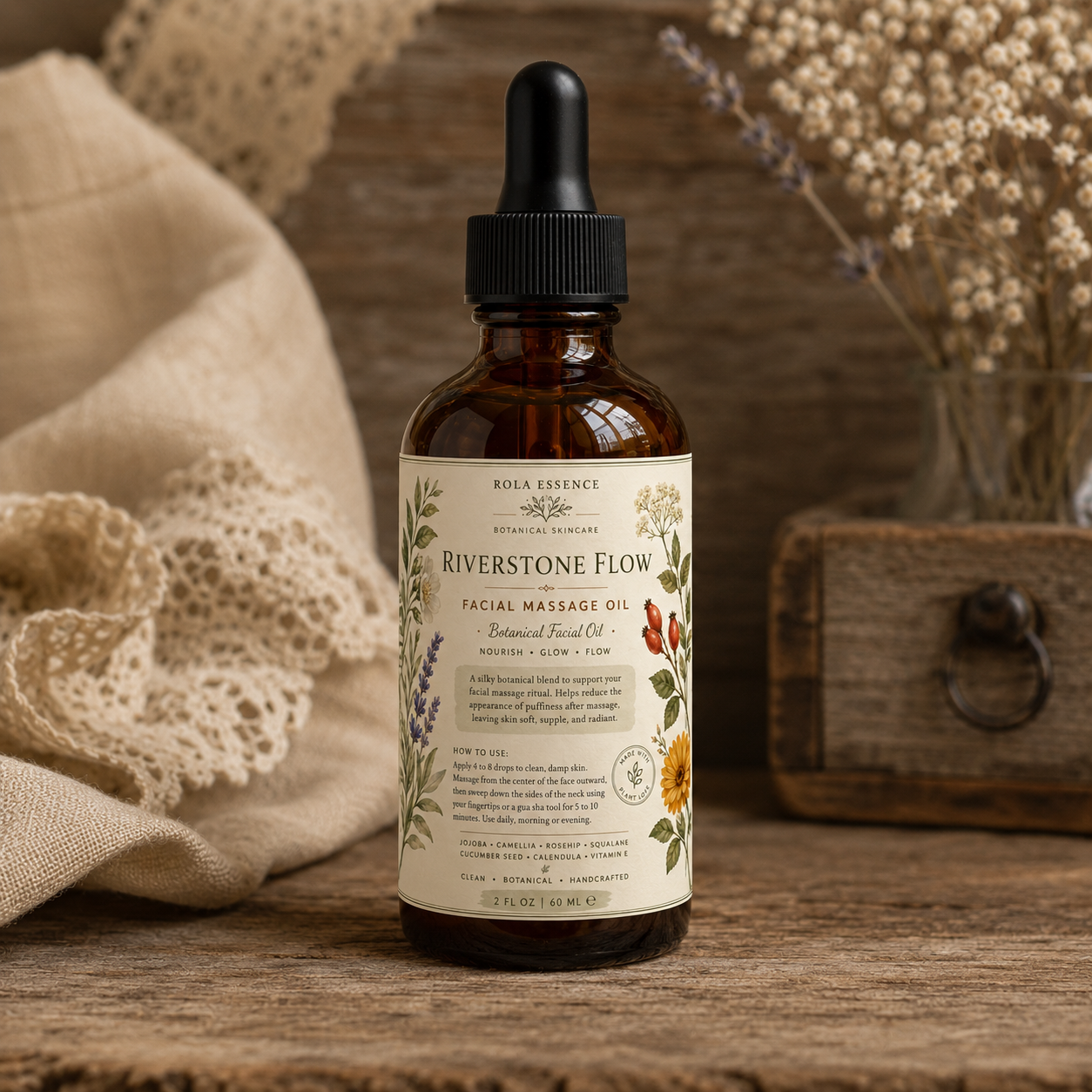 Riverstone Flow Facial Massage Oil - Lympathic Drainage • Radiant • Restore