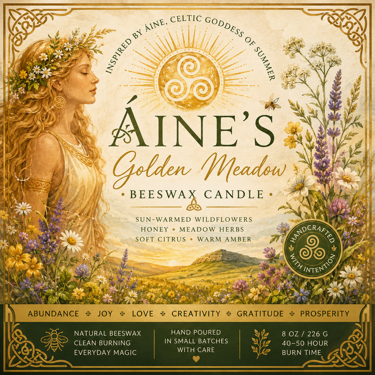 Áine’s Golden Meadow | Beeswax Candle