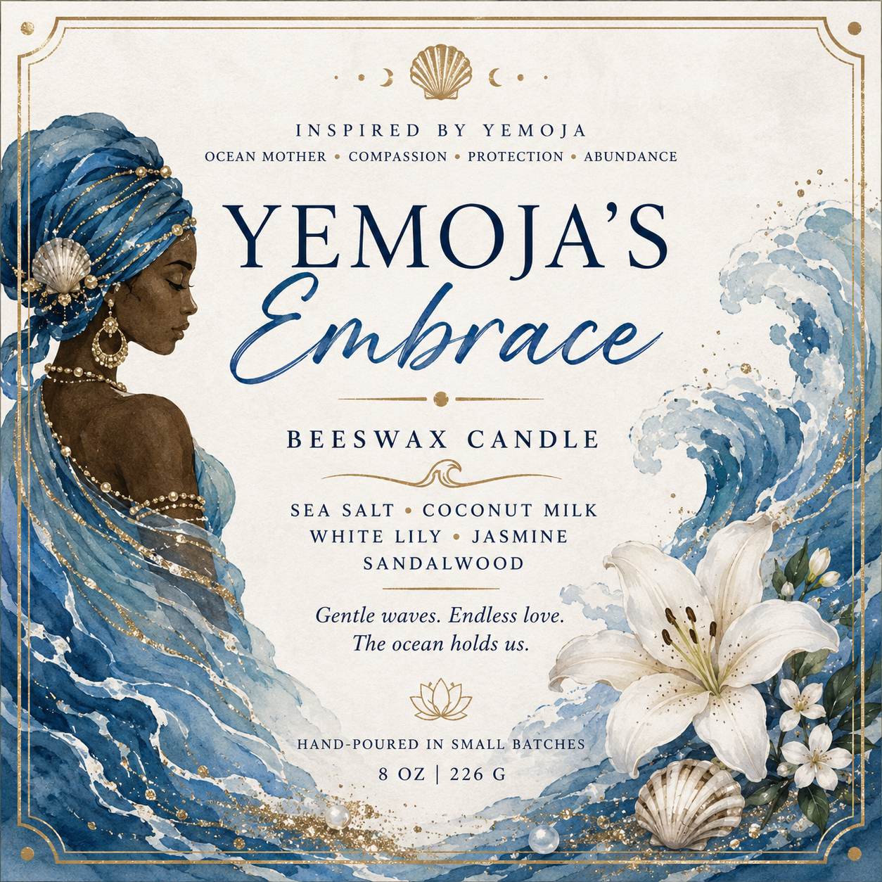 Yemoja’s Embrace Beeswax Candle
