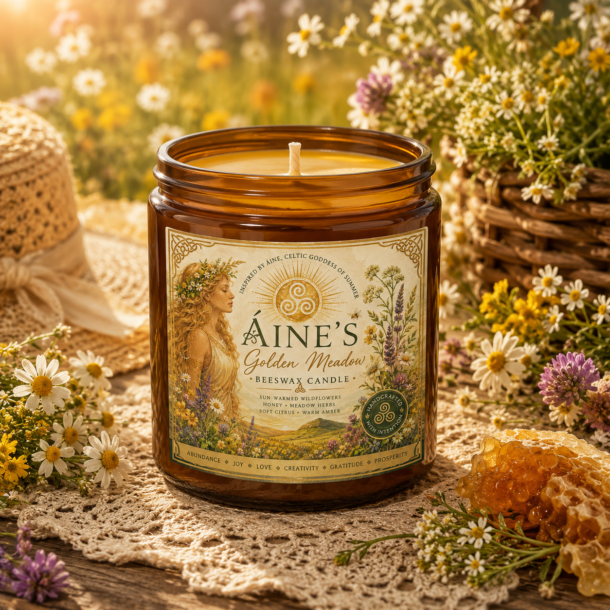 Áine’s Golden Meadow | Beeswax Candle