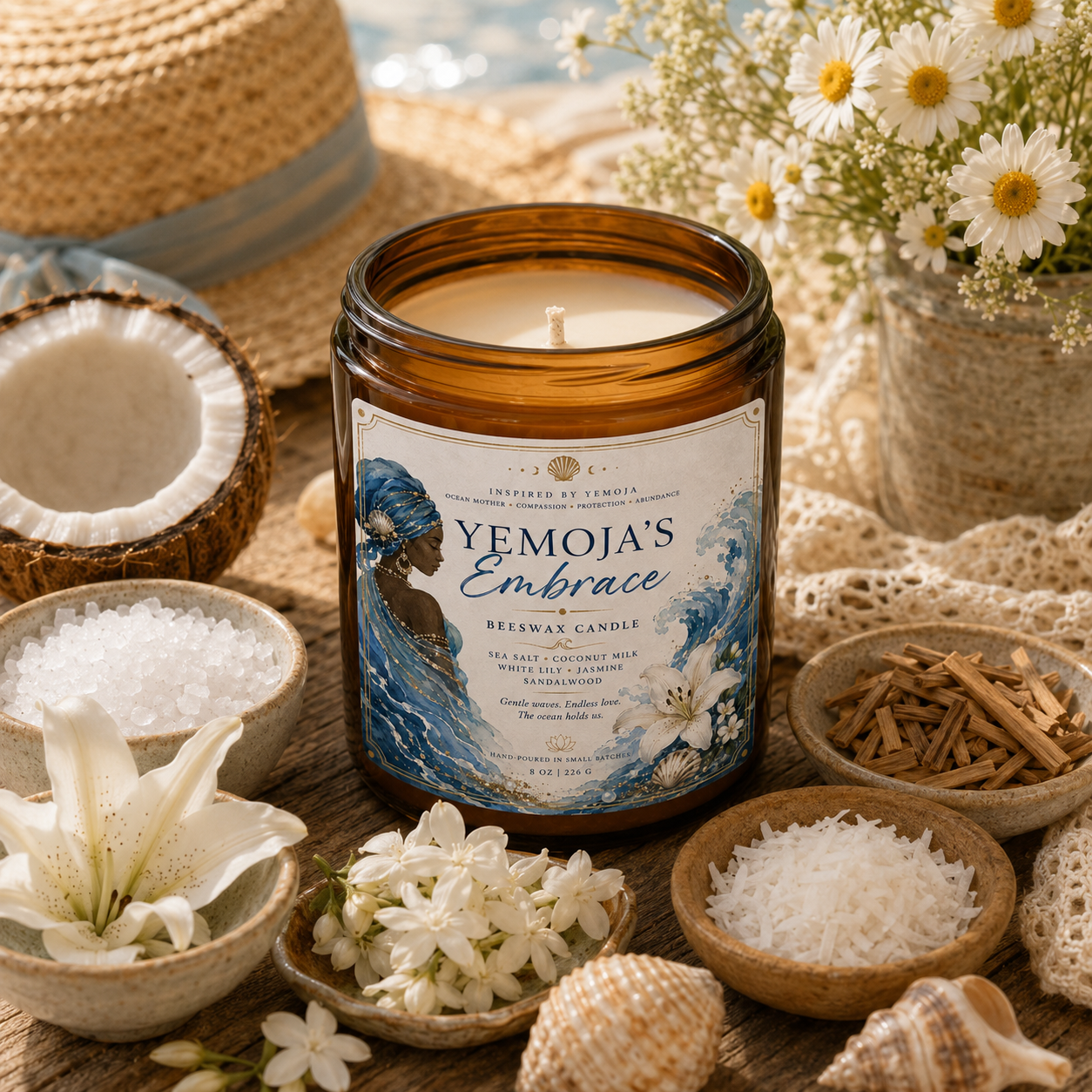 Yemoja’s Embrace Beeswax Candle