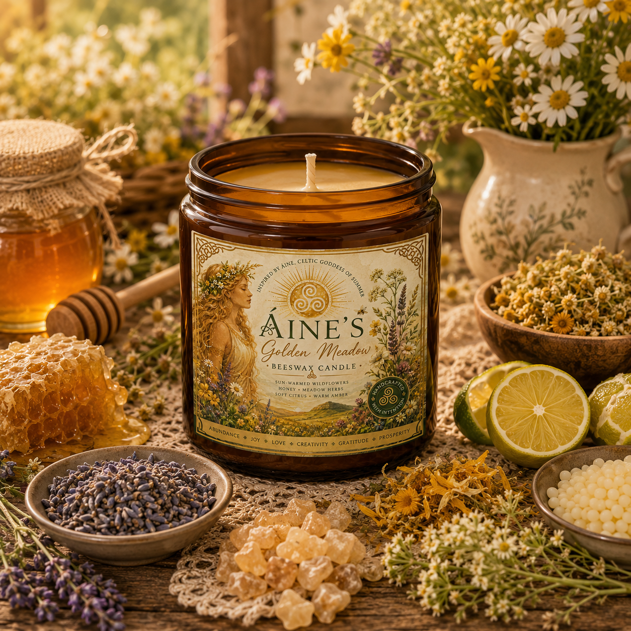 Áine’s Golden Meadow | Beeswax Candle