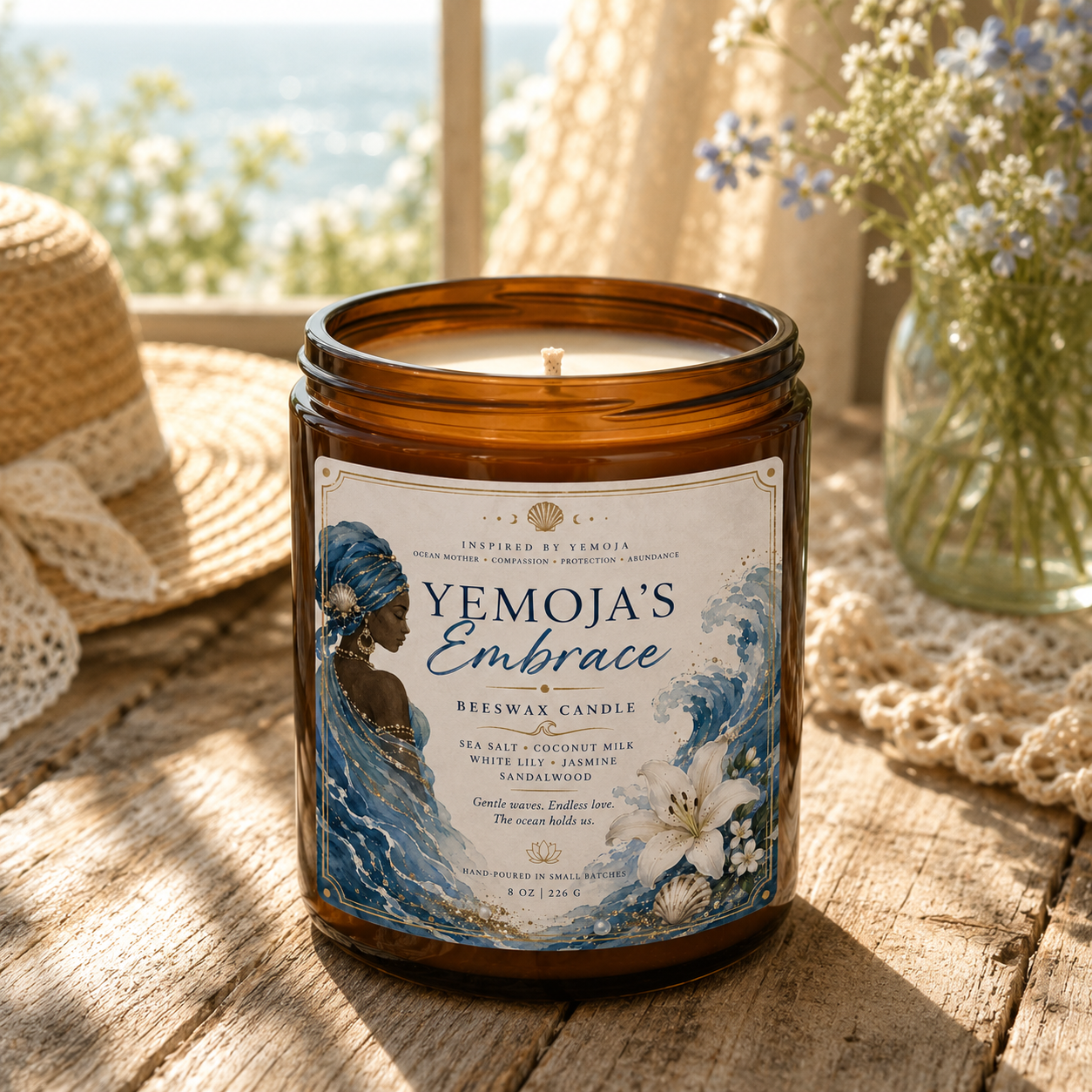Yemoja’s Embrace Beeswax Candle