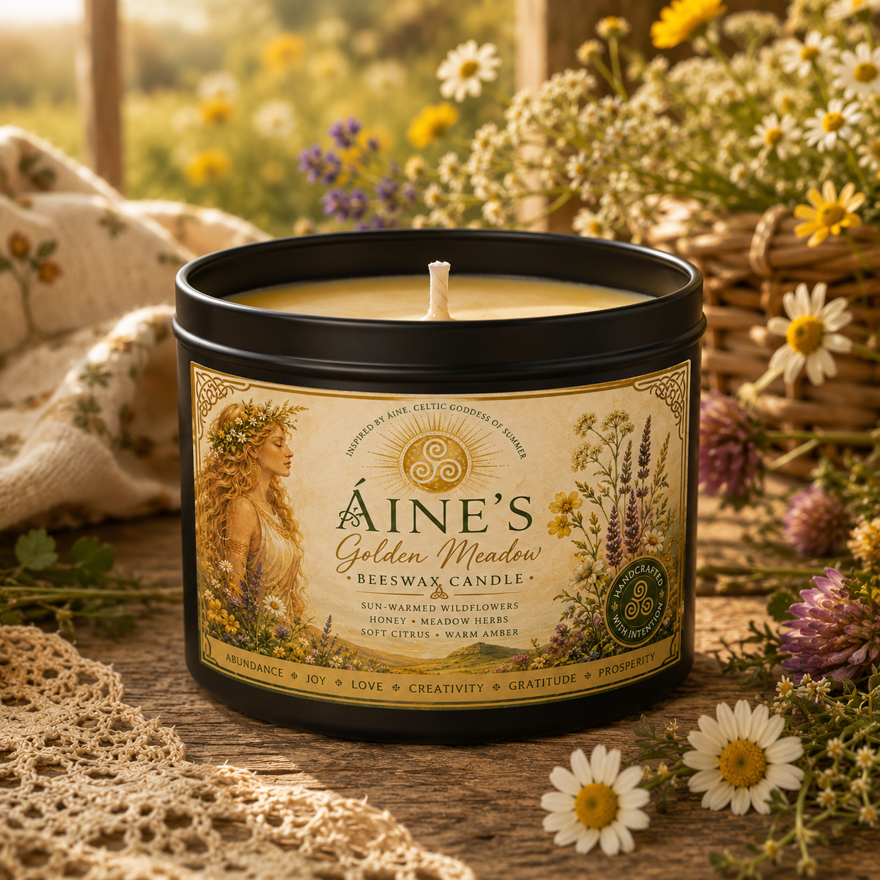Áine’s Golden Meadow | Beeswax Candle