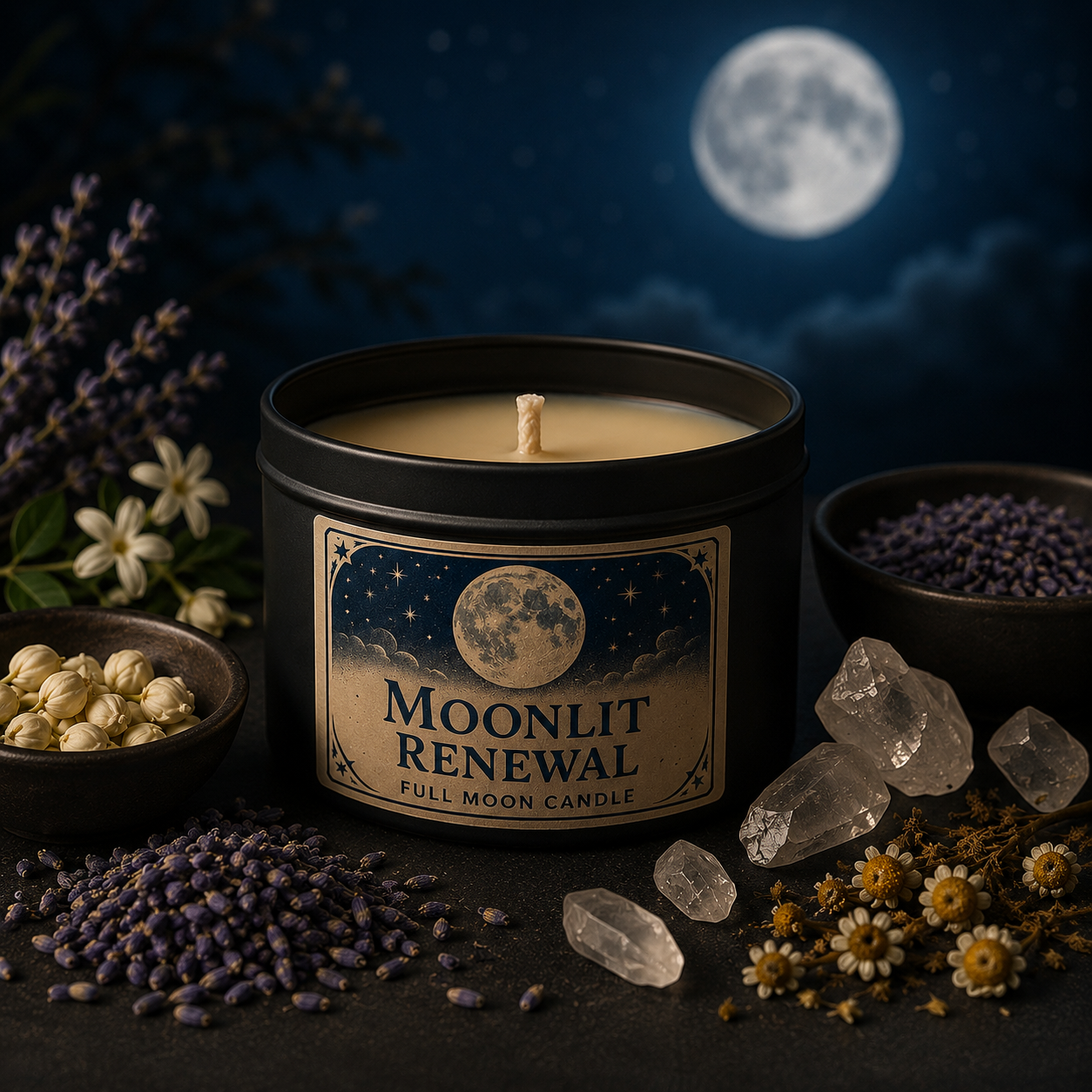Moonlit Renewal – Full Moon Candle