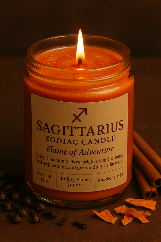 Sagittarius Zodiac Candle – Flame of Adventure