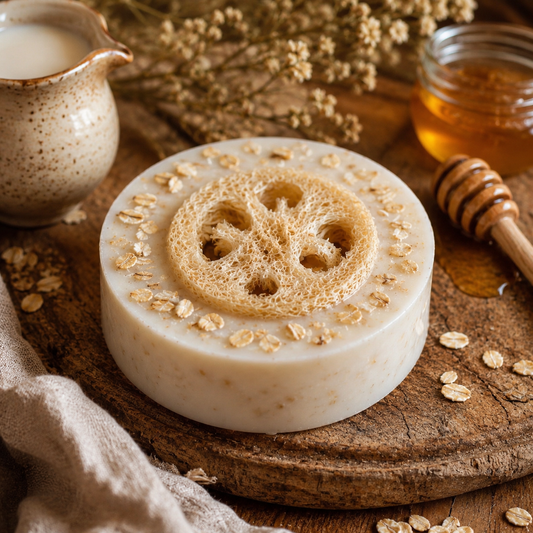 Bee Sweet Oat Scrub Bar - Milk • Honey • Oatmeal • Natural Loofah