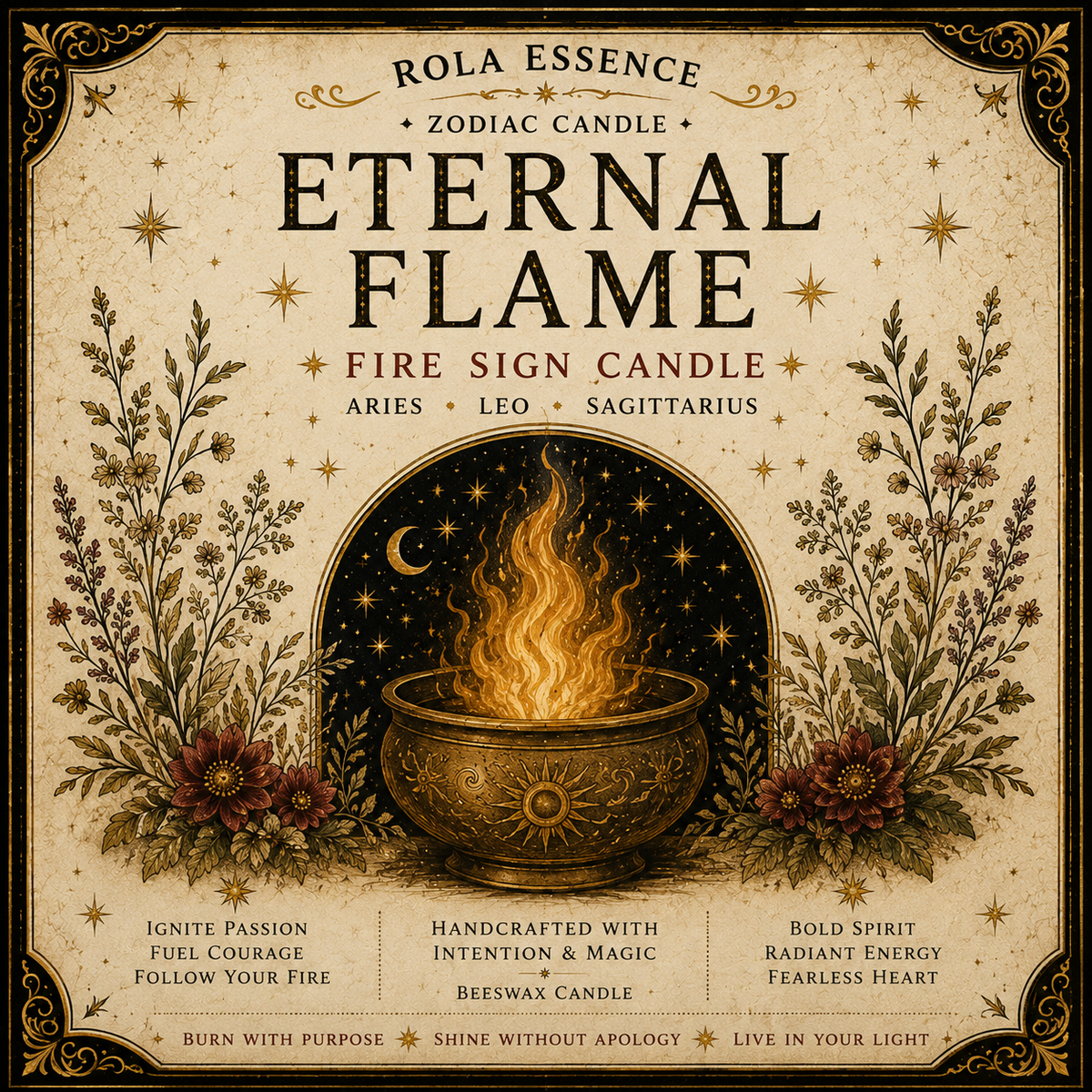 Eternal Flame – Fire Signs Candle • Aries • Leo • Sagittarius
