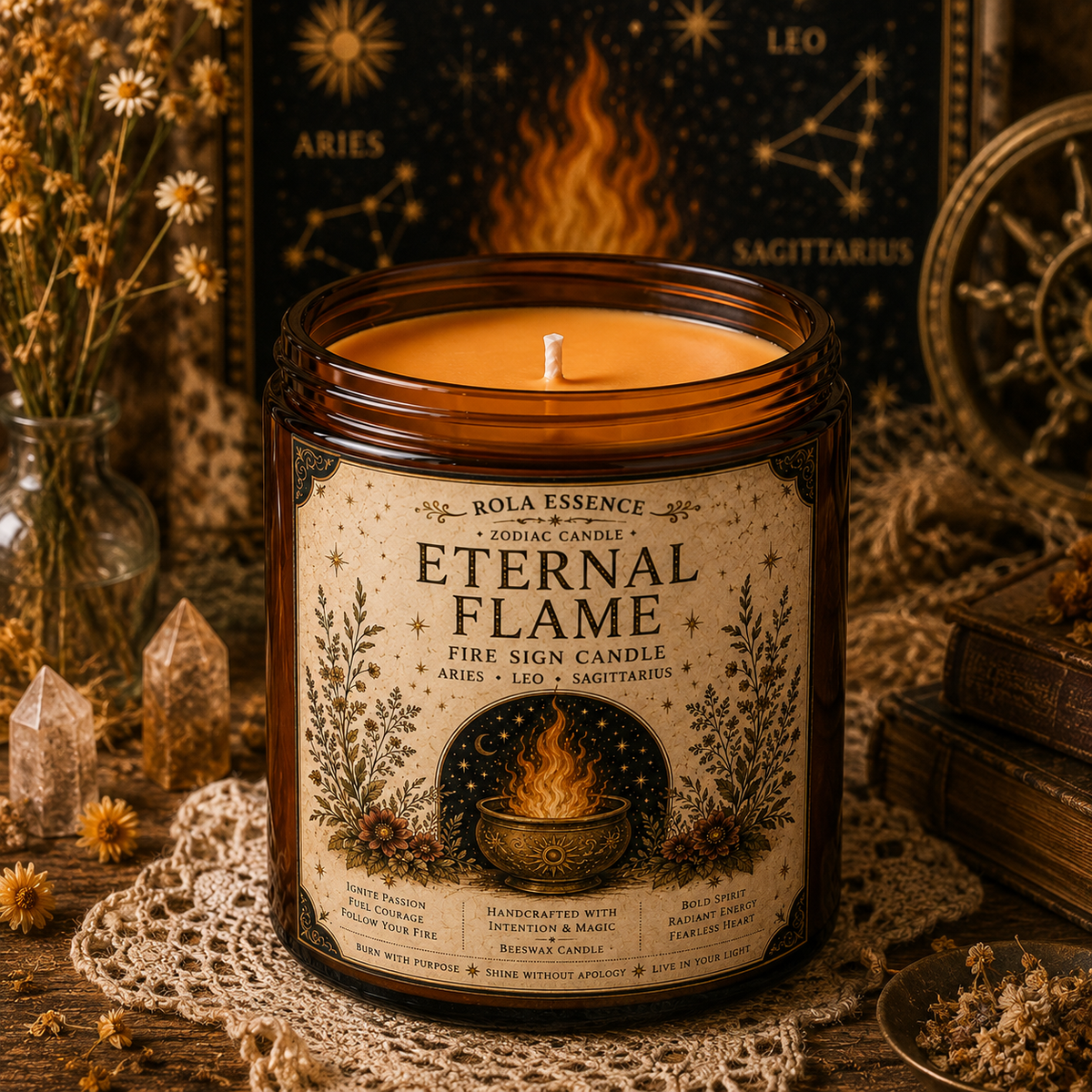 Eternal Flame – Fire Signs Candle • Aries • Leo • Sagittarius