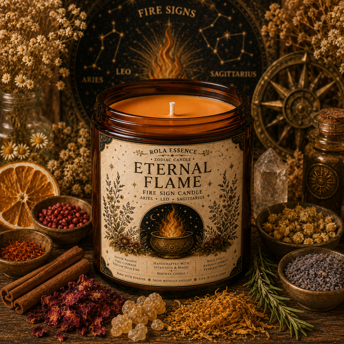 Eternal Flame – Fire Signs Candle • Aries • Leo • Sagittarius
