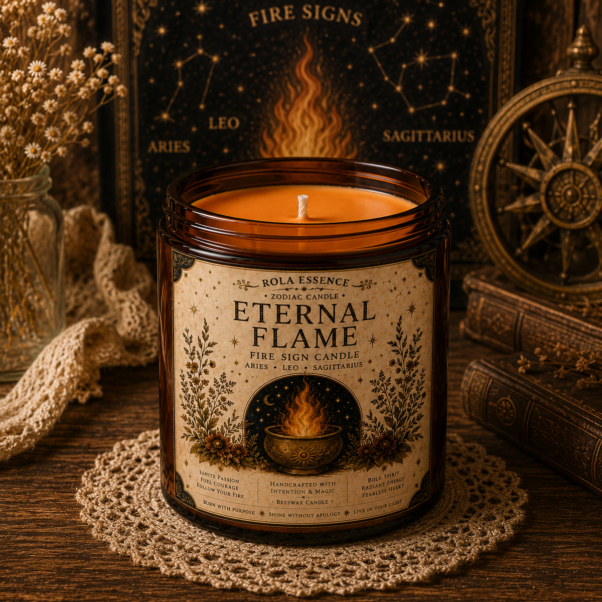 Eternal Flame – Fire Signs Candle • Aries • Leo • Sagittarius