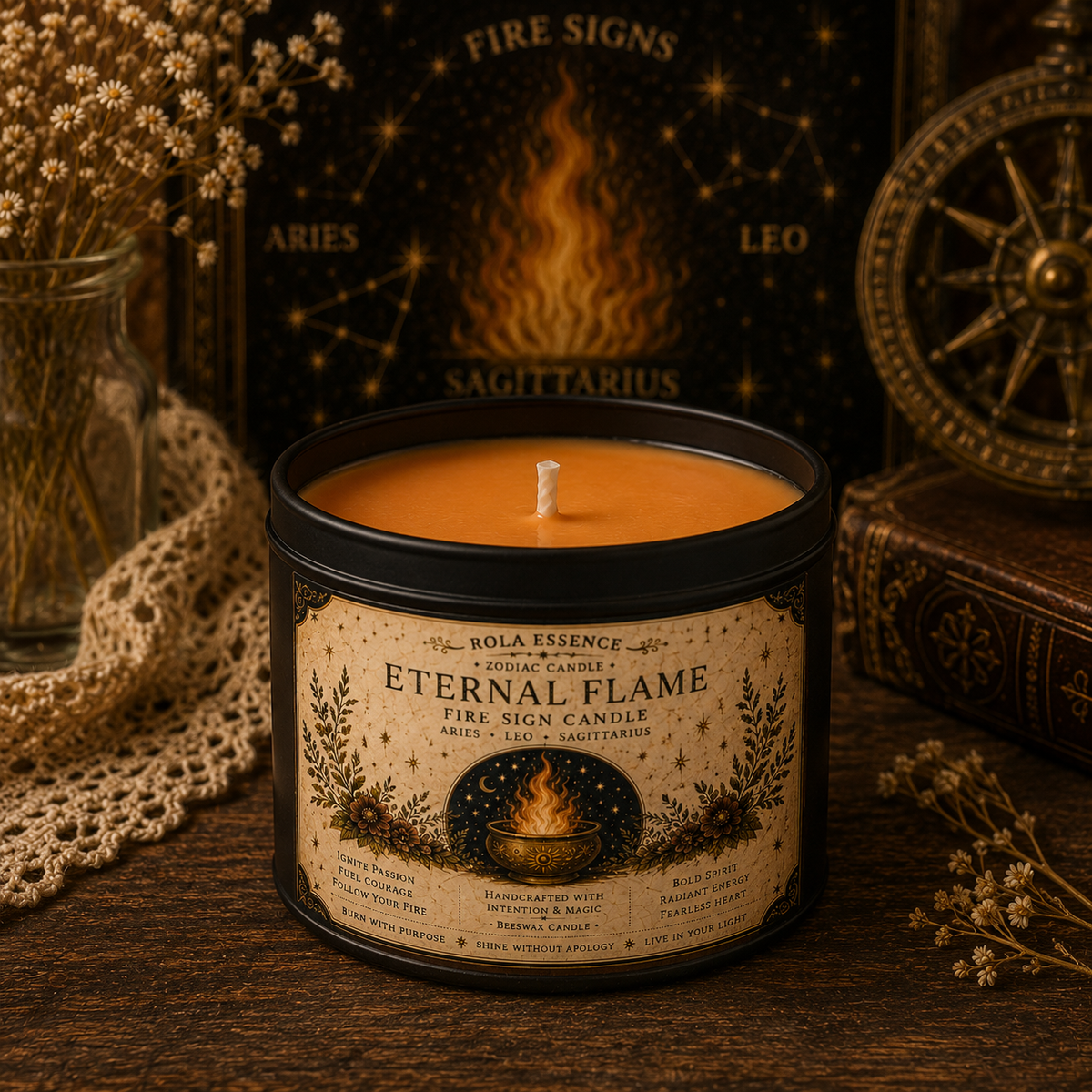 Eternal Flame – Fire Signs Candle • Aries • Leo • Sagittarius