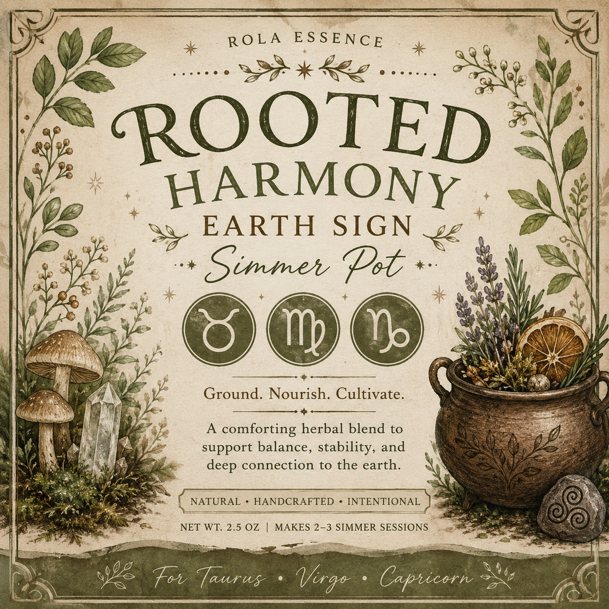 Rooted Harmony – Earth Signs Zodiac Simmer Pot • Capricorn • Taurus • Virgo