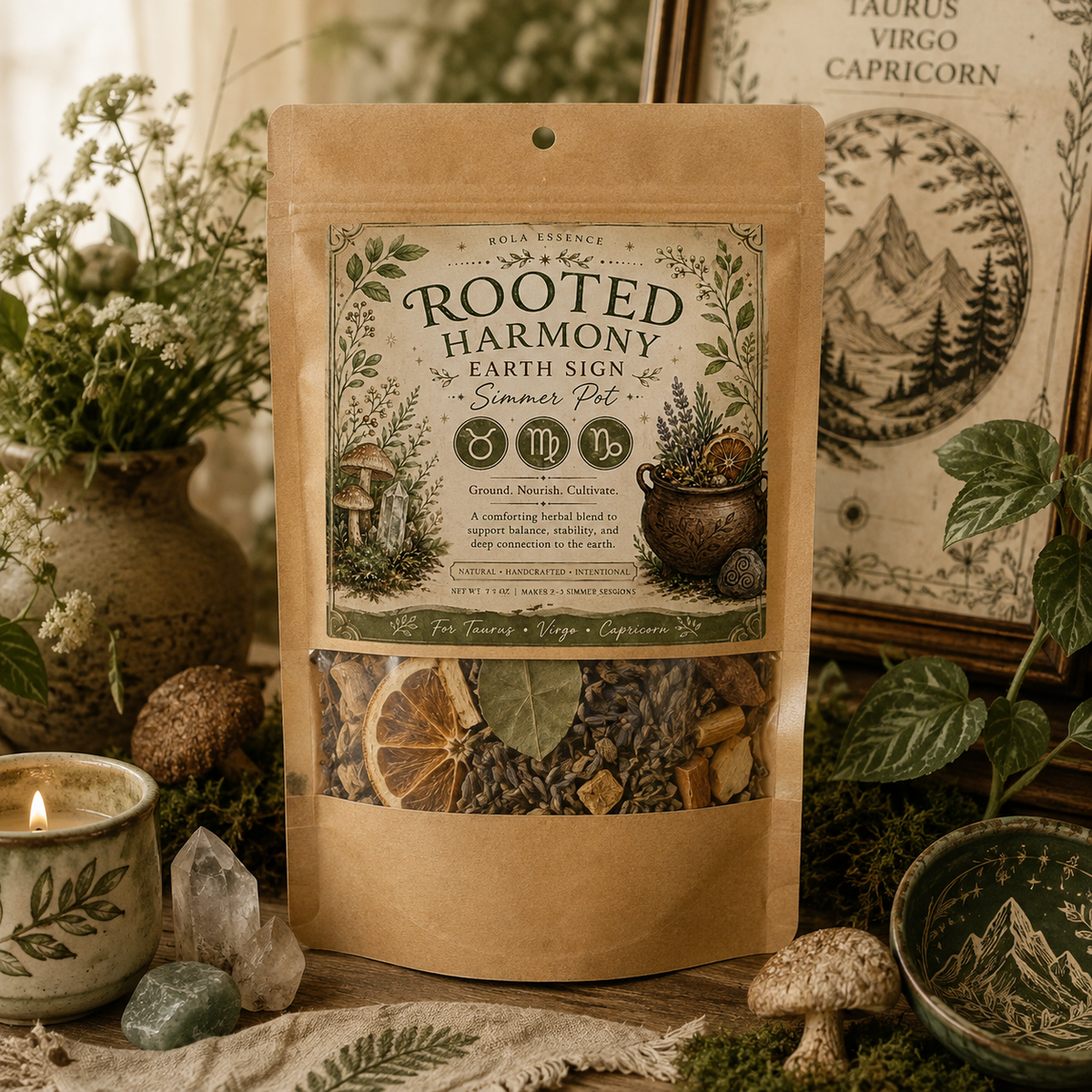 Rooted Harmony – Earth Signs Zodiac Simmer Pot • Capricorn • Taurus • Virgo