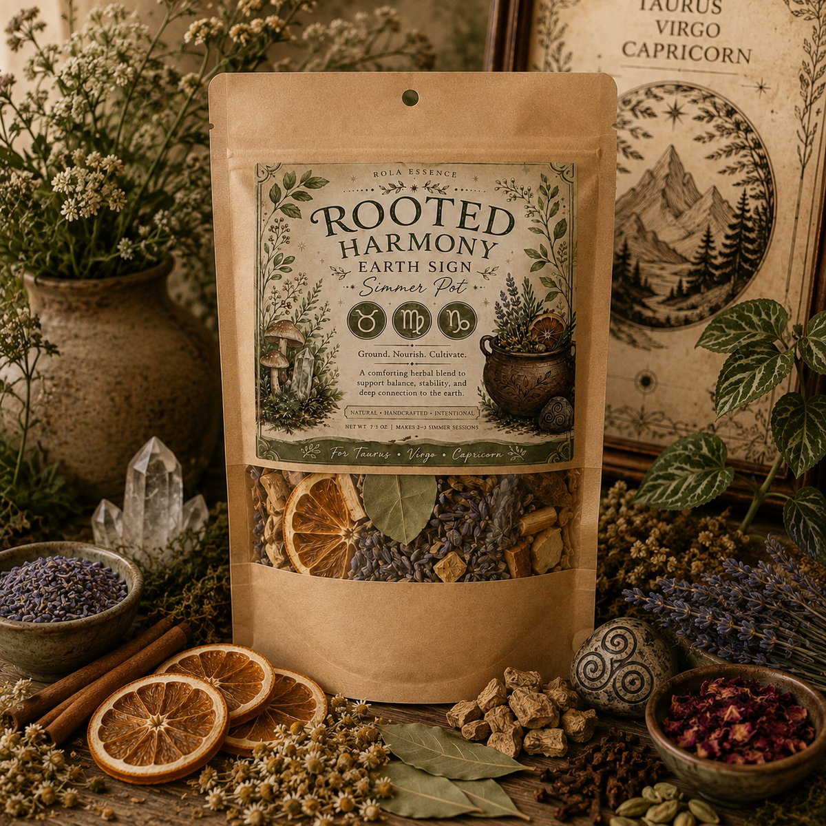 Rooted Harmony – Earth Signs Zodiac Simmer Pot • Capricorn • Taurus • Virgo