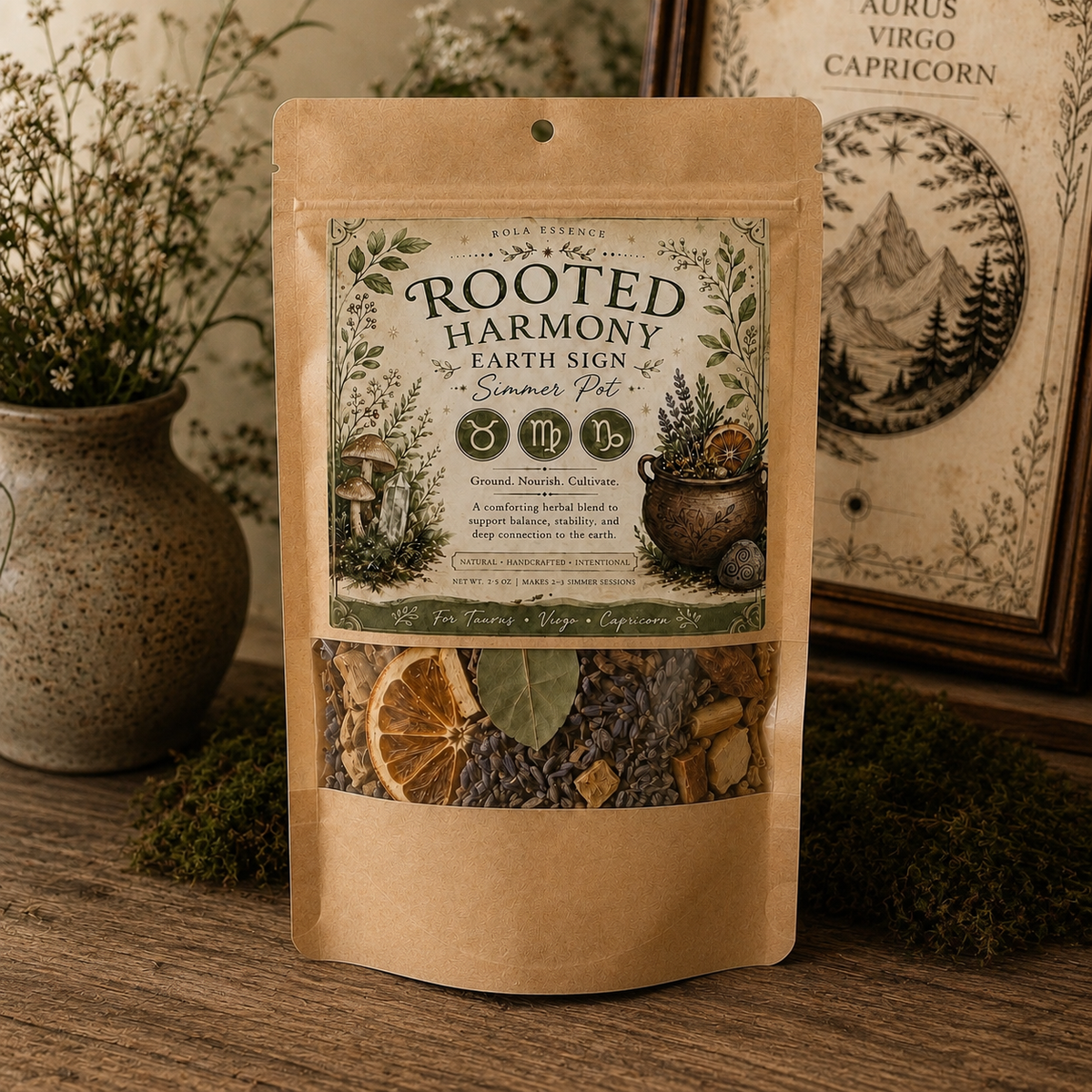 Rooted Harmony – Earth Signs Zodiac Simmer Pot • Capricorn • Taurus • Virgo