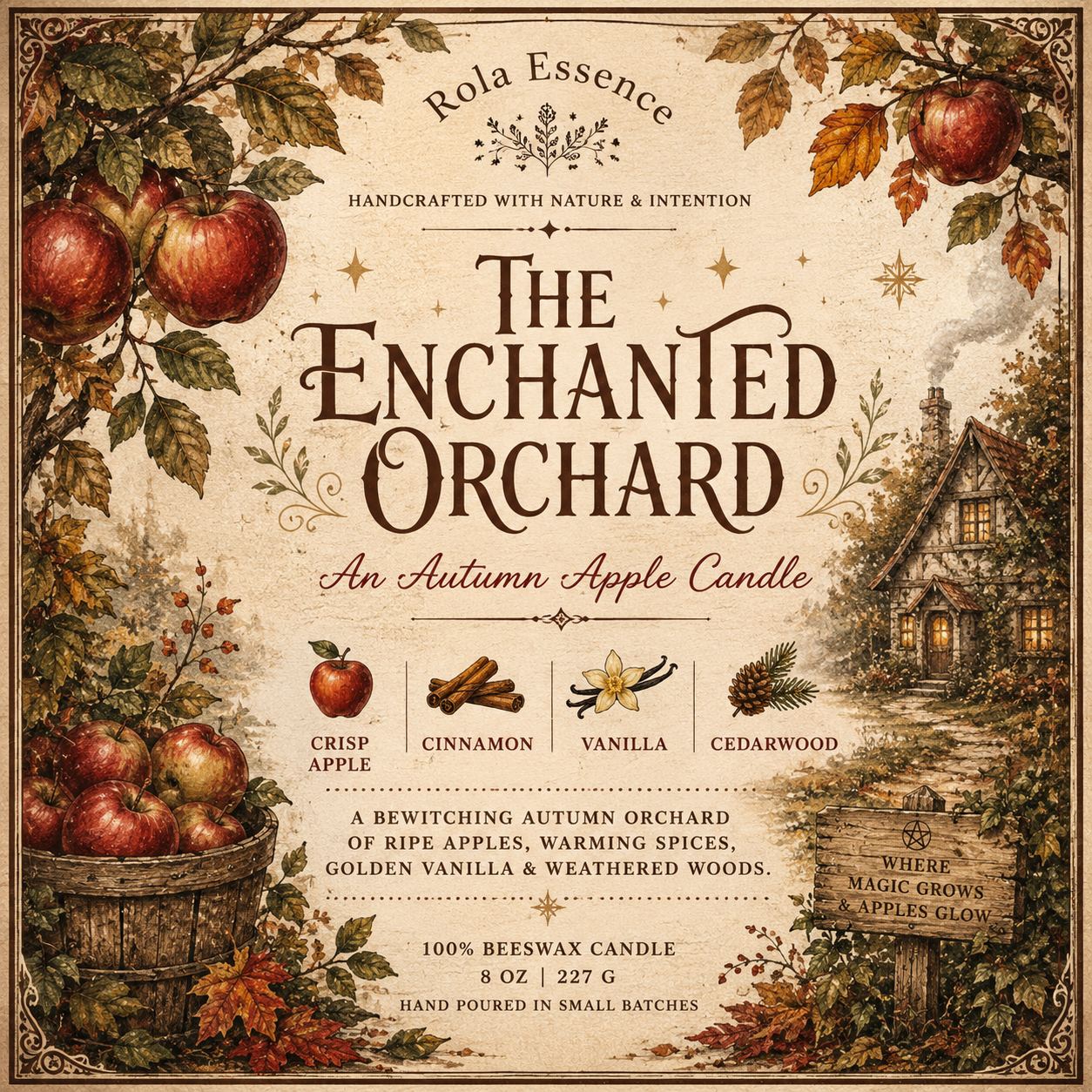 The Enchanted Orchard - Autumn Apple Beeswax Candle