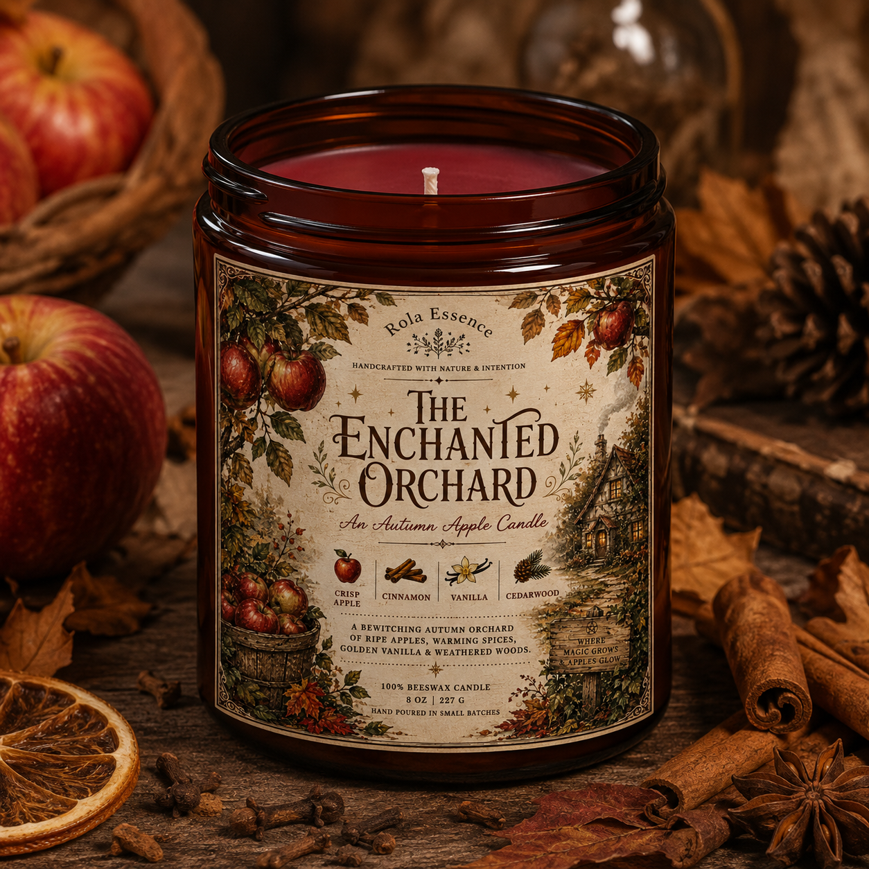 The Enchanted Orchard - Autumn Apple Beeswax Candle
