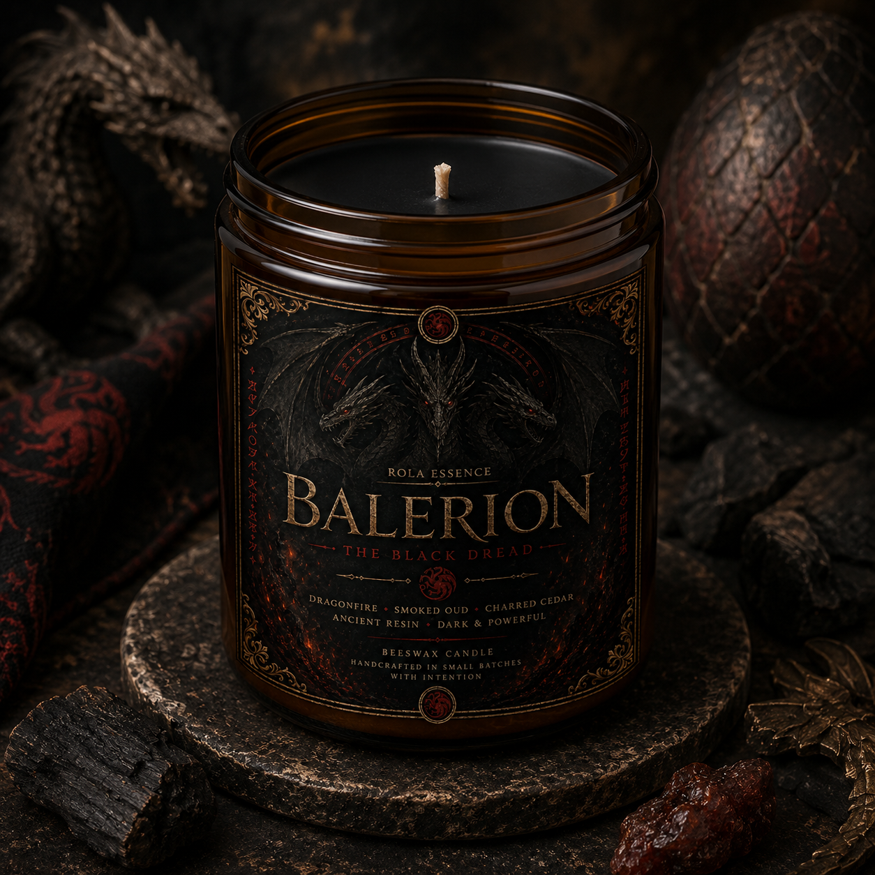 Balerion: The Black Dread - Handcrafted Beeswax Candle