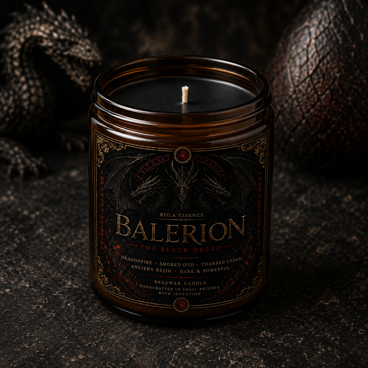 Balerion: The Black Dread - Handcrafted Beeswax Candle