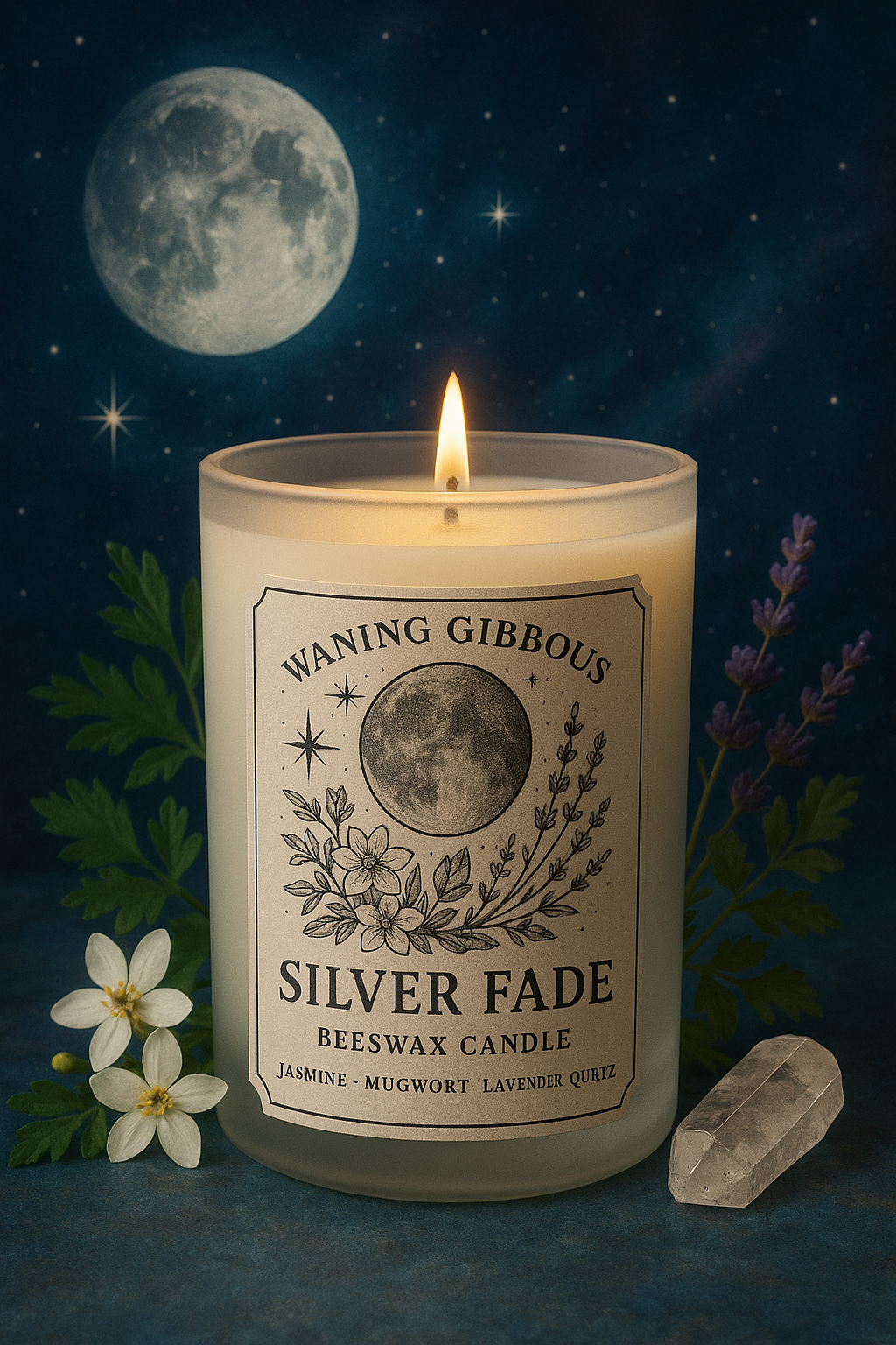 Silver Fade — Waning Gibbous Beeswax Candle