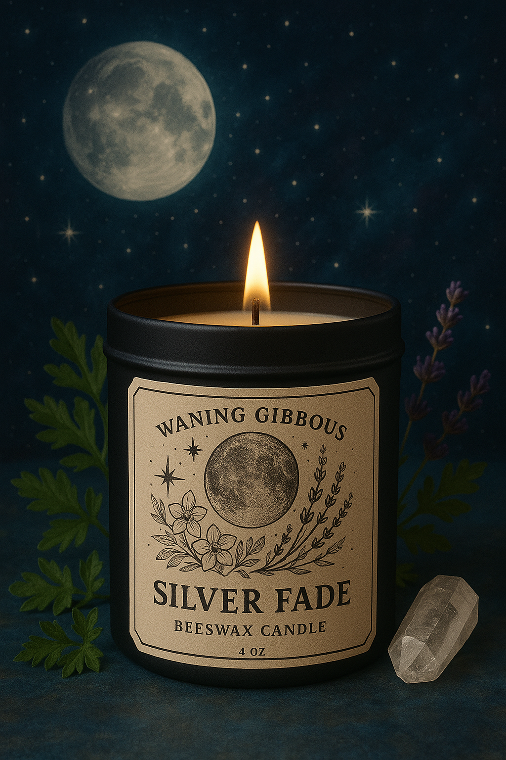 Silver Fade — Waning Gibbous Beeswax Candle