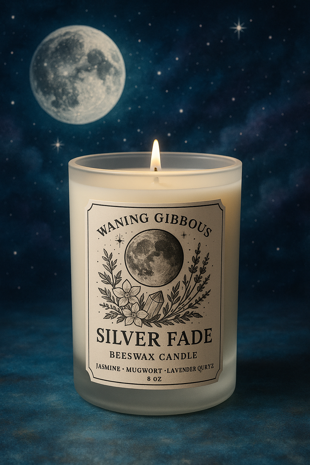 Silver Fade — Waning Gibbous Beeswax Candle