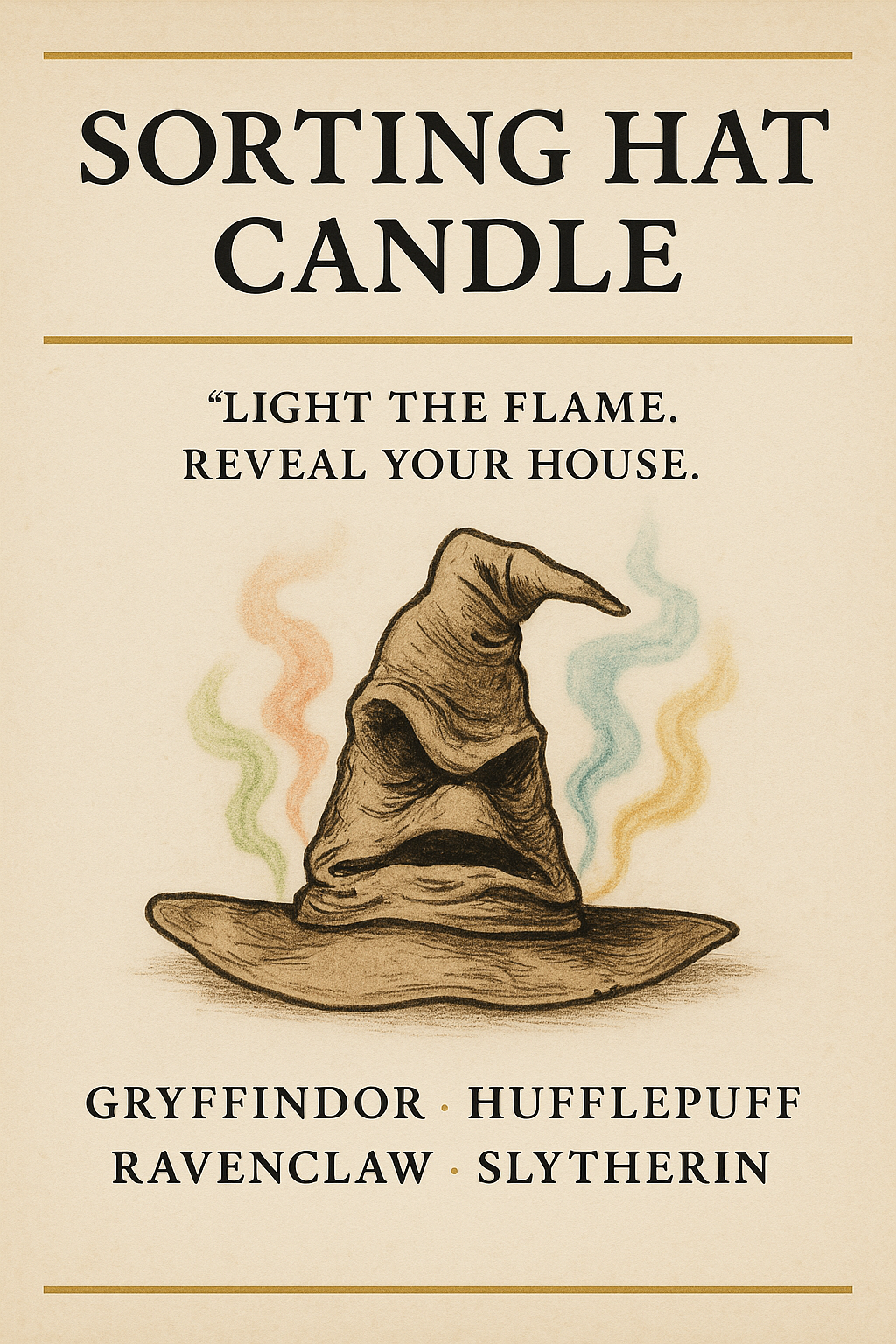 Sorting Hat Candle – “Light the Flame. Reveal Your House.”