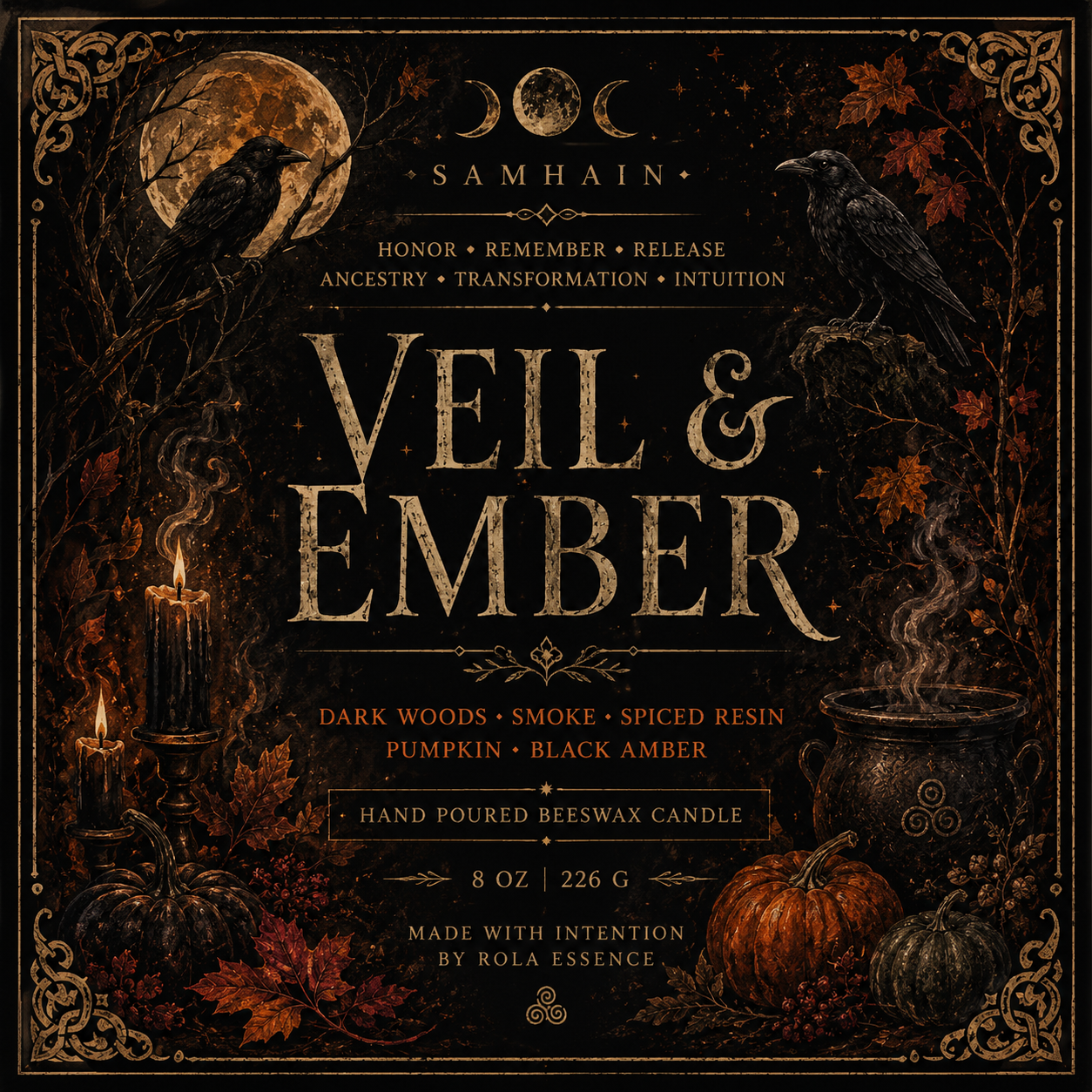 Veil & Ember - Samhain Beeswax Candle