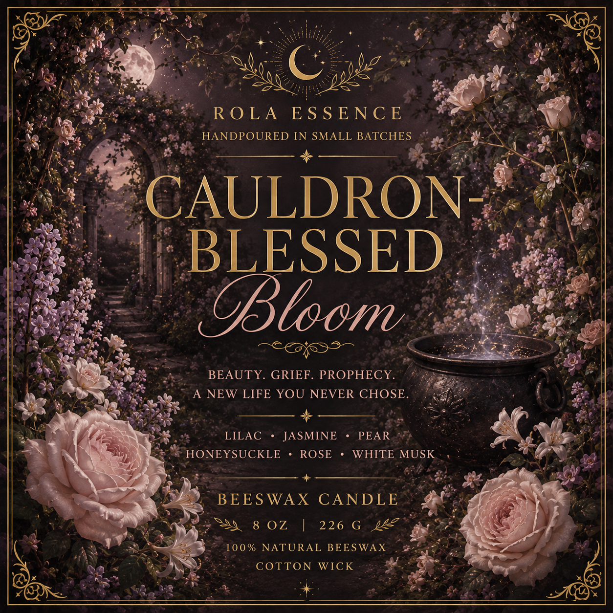Cauldron-Blessed Bloom Beeswax Candle | Inspired by Elain Archeron