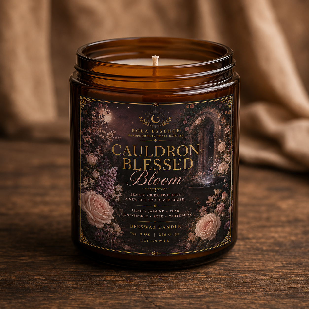 Cauldron-Blessed Bloom Beeswax Candle | Inspired by Elain Archeron