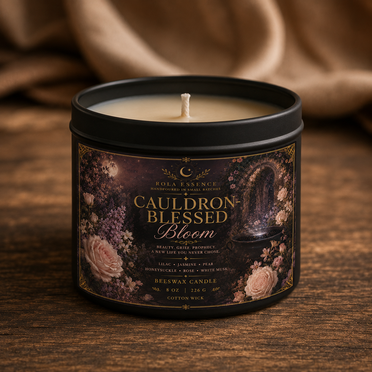Cauldron-Blessed Bloom Beeswax Candle | Inspired by Elain Archeron