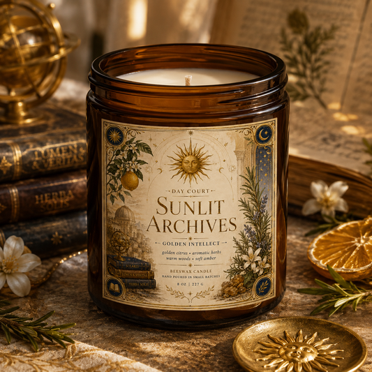 Sunlit Archives | Day Court Inspired Beeswax Candle