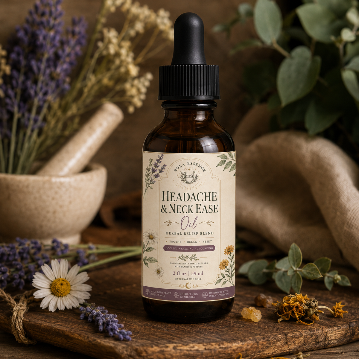 Headache & Neck Ease Oil - Tension Reducing, Comforting, & Relaxing