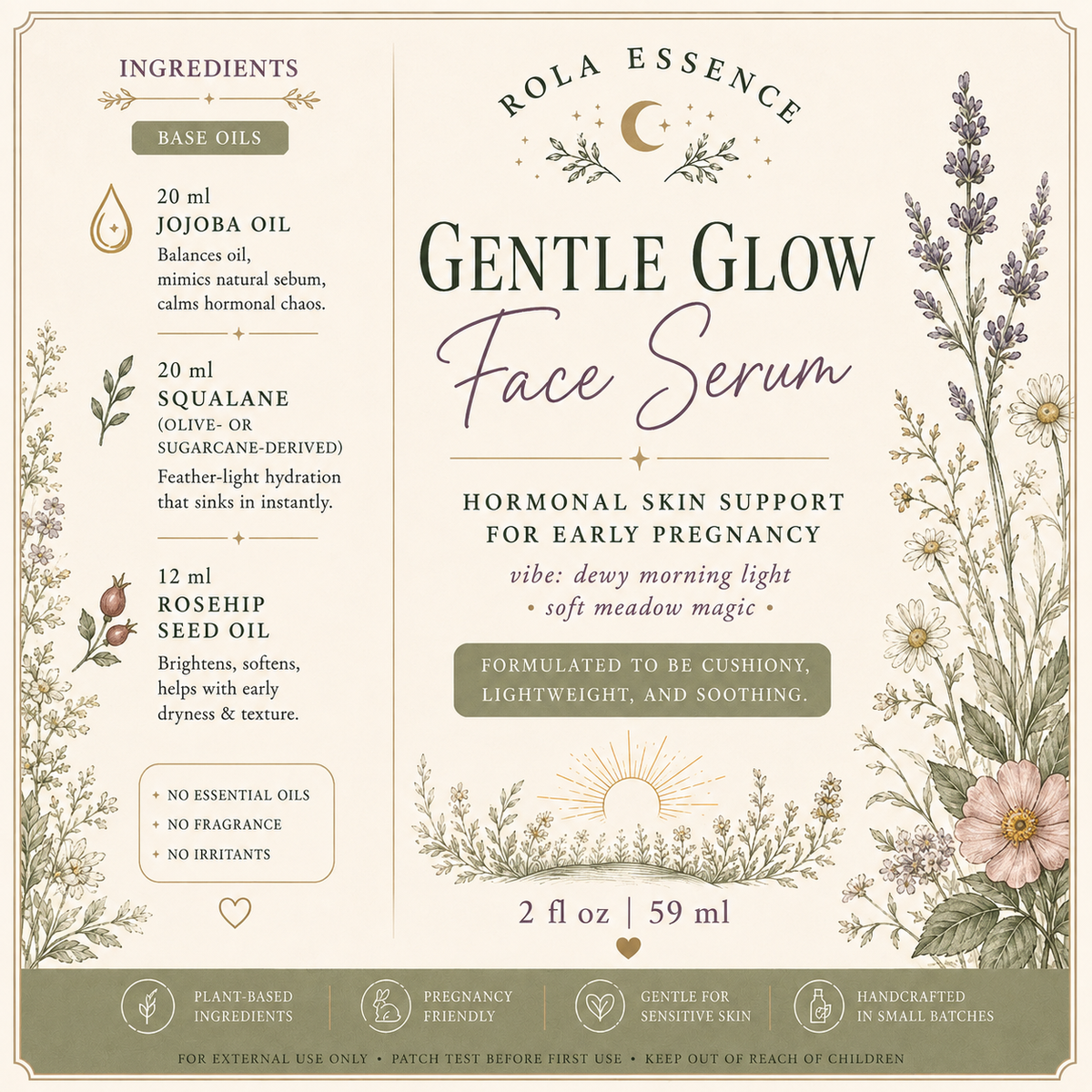 Gentle Glow Face Serum - Dry Skin Replenishing, Hormonal Balance, and Hydrating