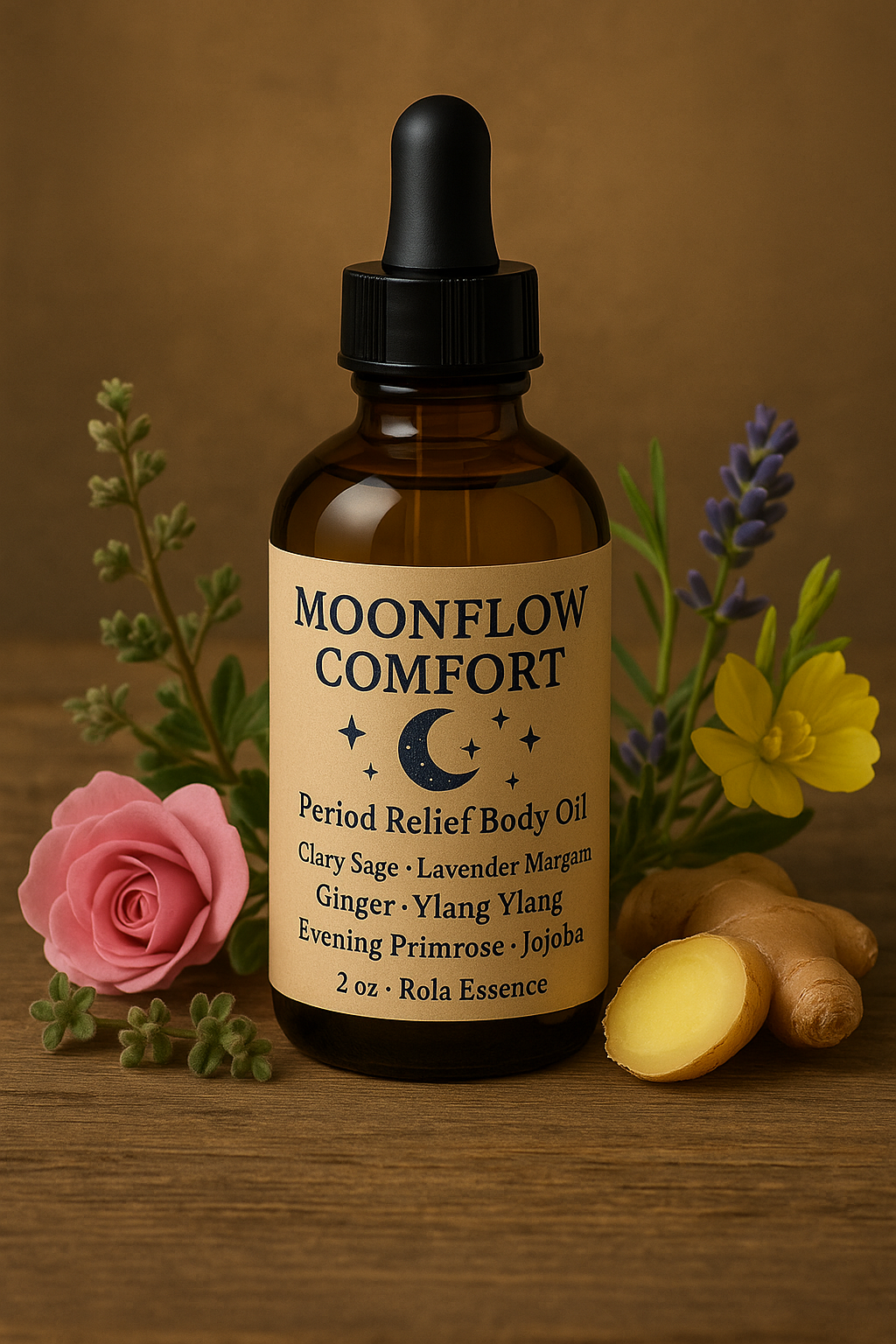 Moonflow Comfort — Hormone Relief, Muscle Calming, & Warming Body Oil