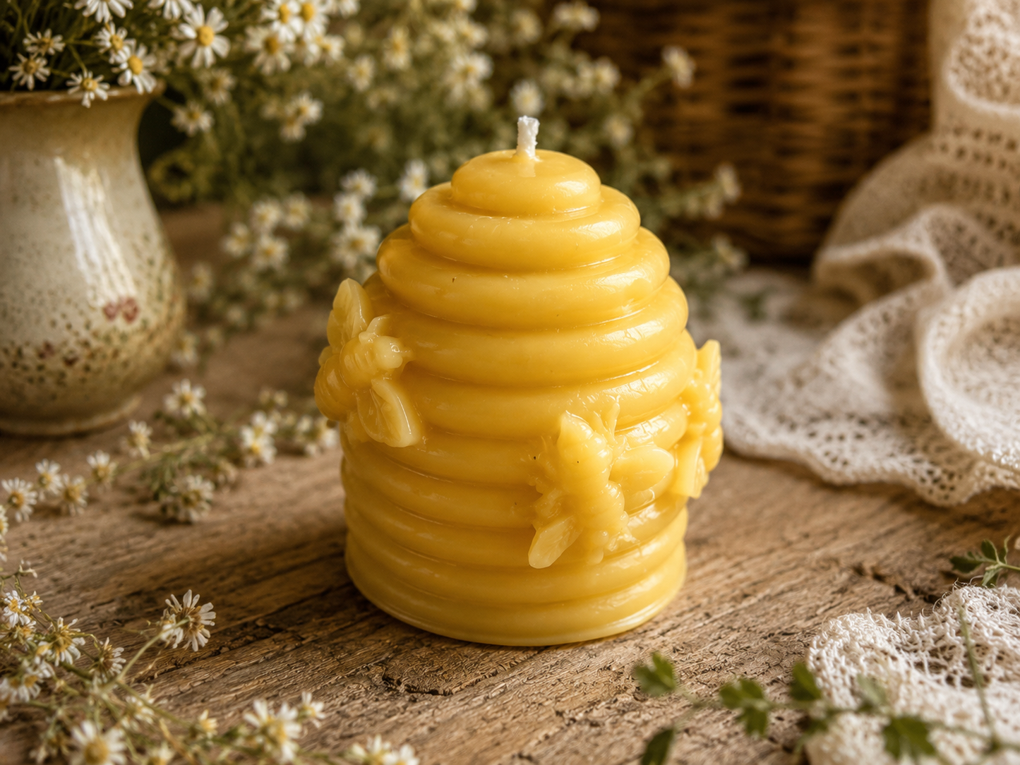 Wildflower Honey Beehive Beeswax Candle